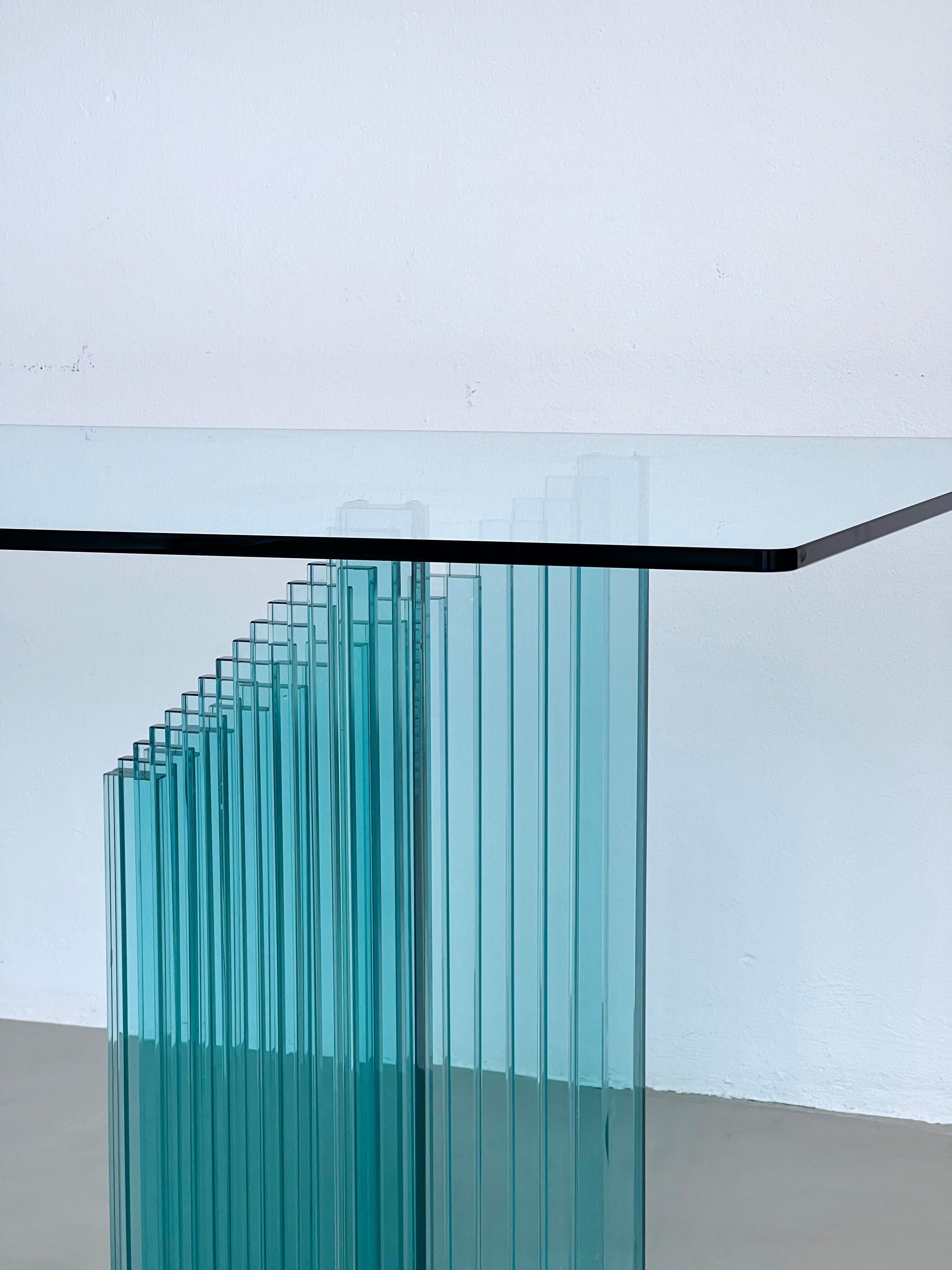 Space Age Rectangular Italian Glass Table, Sculptural, Luigi Massoni for Gallotti e Radice For Sale