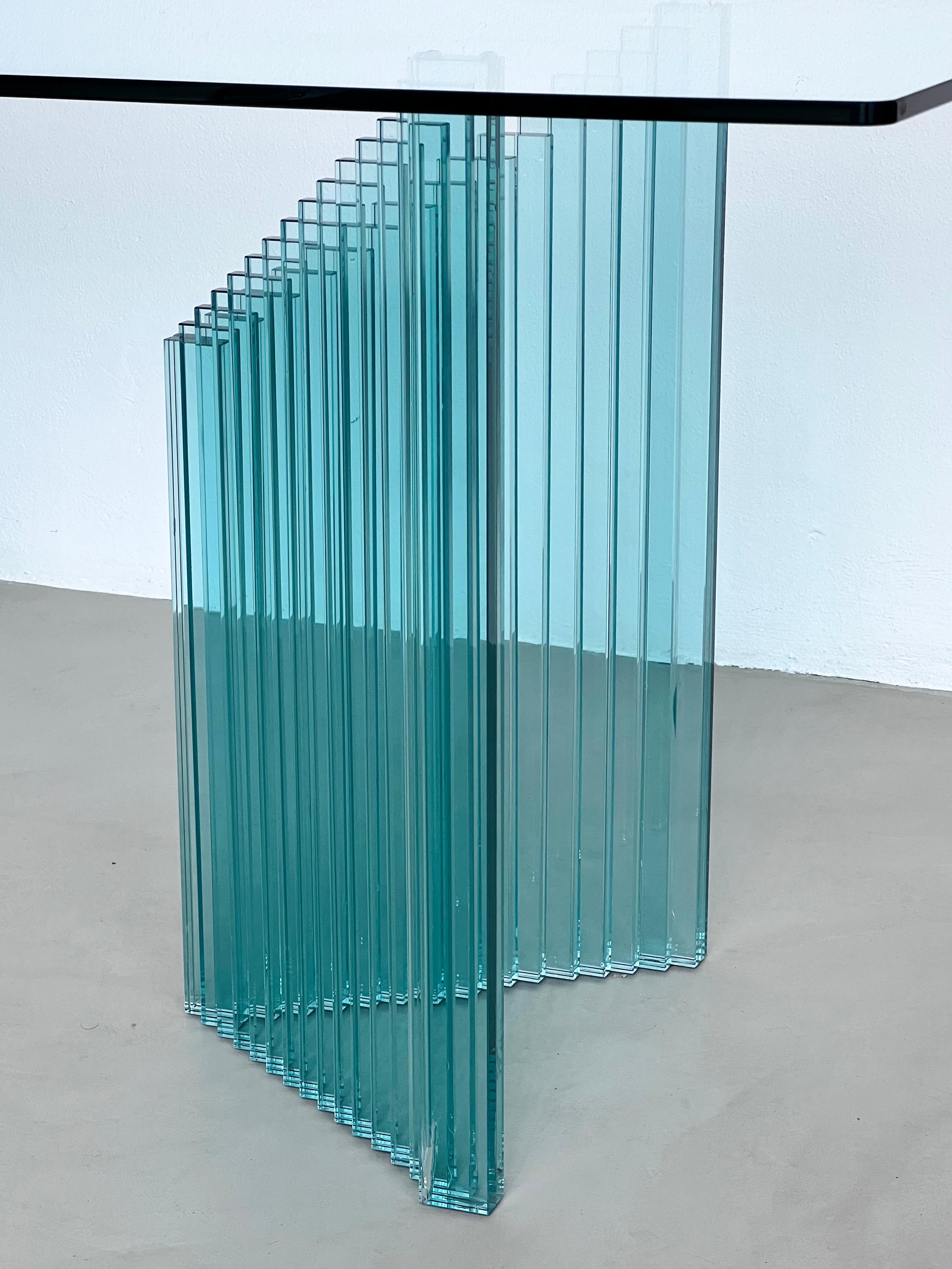 Rectangular Italian Glass Table, Sculptural, Luigi Massoni for Gallotti e Radice In Good Condition For Sale In Milan, IT