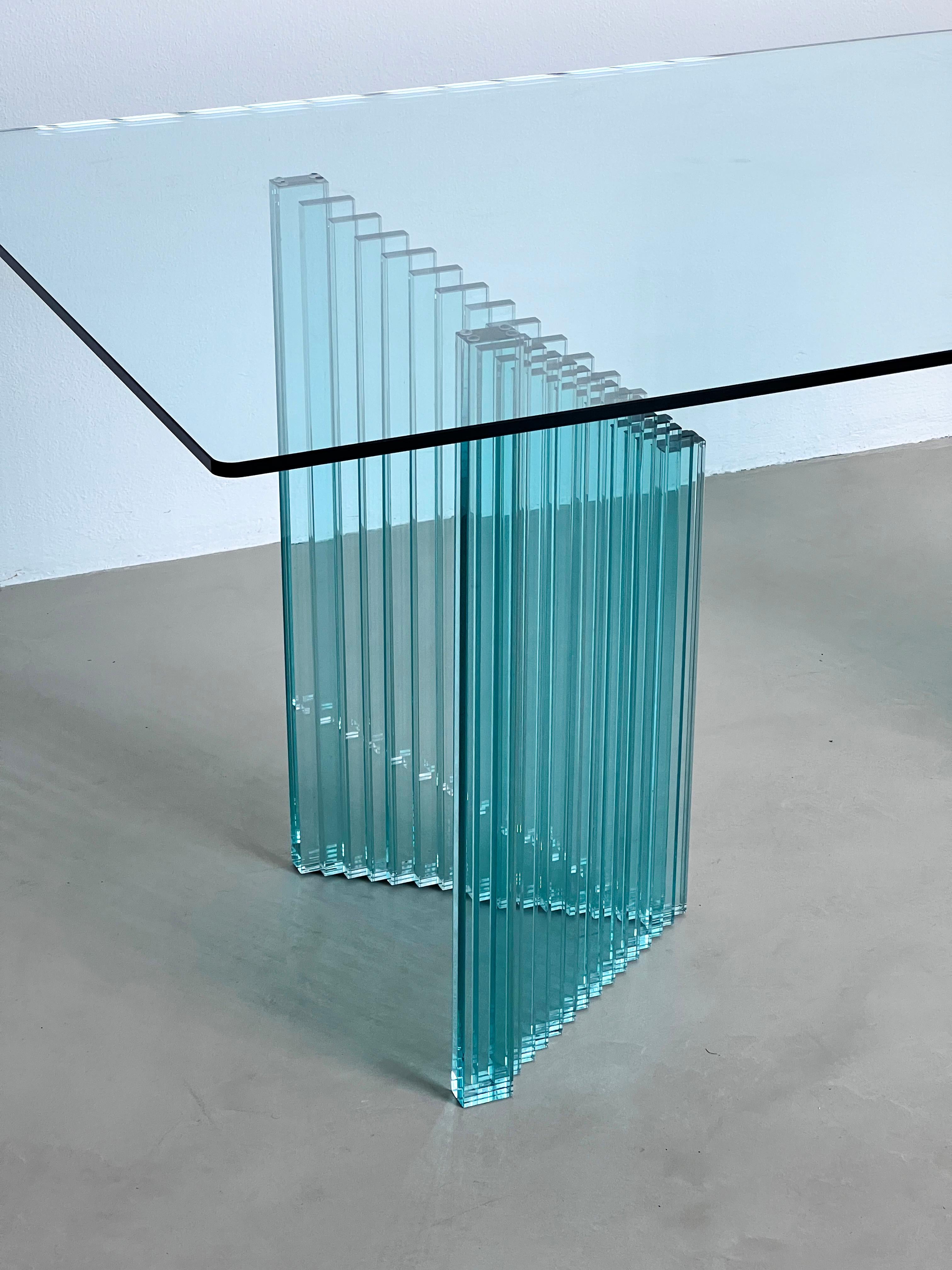 Rectangular Italian Glass Table, Sculptural, Luigi Massoni for Gallotti e Radice For Sale 2