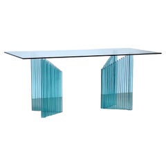 Rectangular Italian Glass Table, Sculptural, Luigi Massoni for Gallotti e Radice