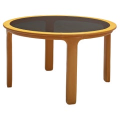 Luigi Massoni for Poltrona Frau Dining Table in Camel Leather and Glass