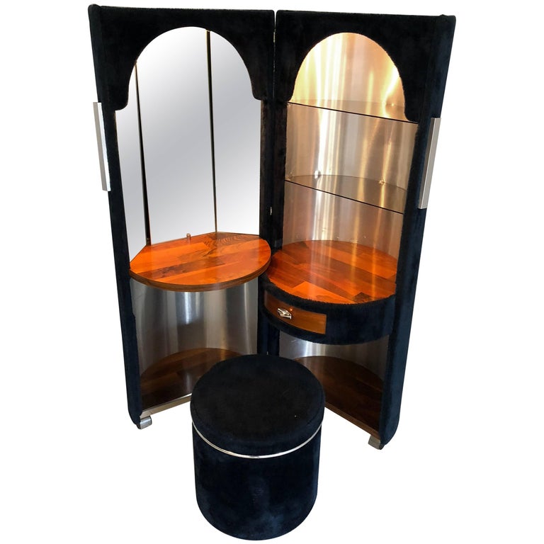 Luigi Massoni for Poltrona Frau Faux Fur Vanity Dressing Table, 1970