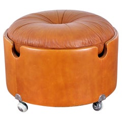 Vintage Luigi Massoni for Poltrona Frau Leather Ottoman, Italy, 1968