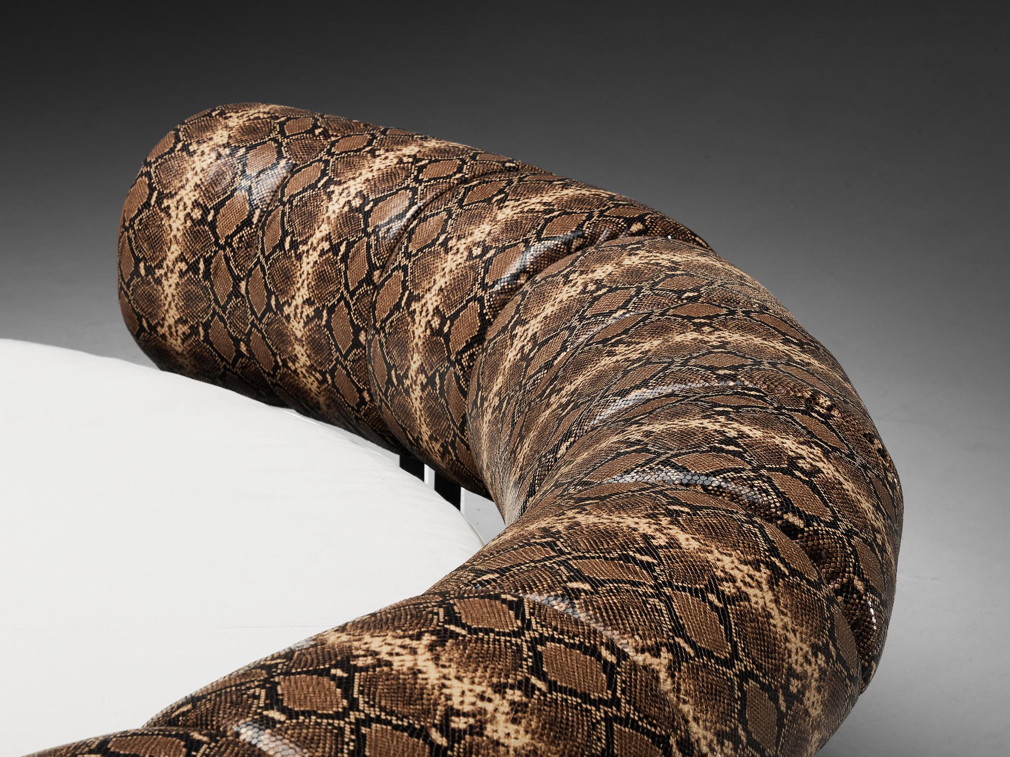 Mid-Century Modern Luigi Massoni for Poltrona Frau 'Lullaby Due' Bed in Faux Snake Leather 