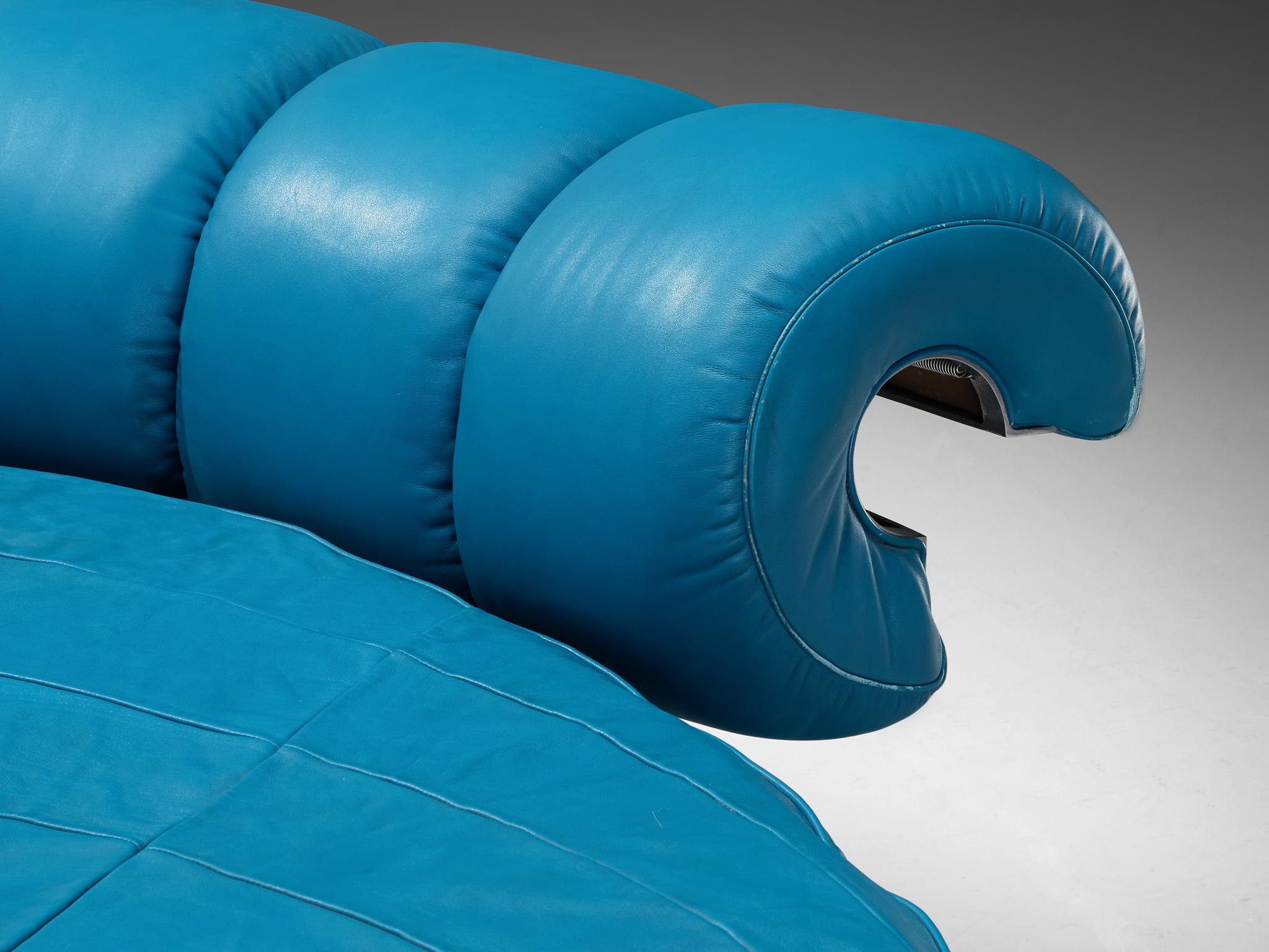 Luigi Massoni for Poltrona Frau 'Lullaby Due' Bed in Turquoise Blue In Good Condition In Waalwijk, NL