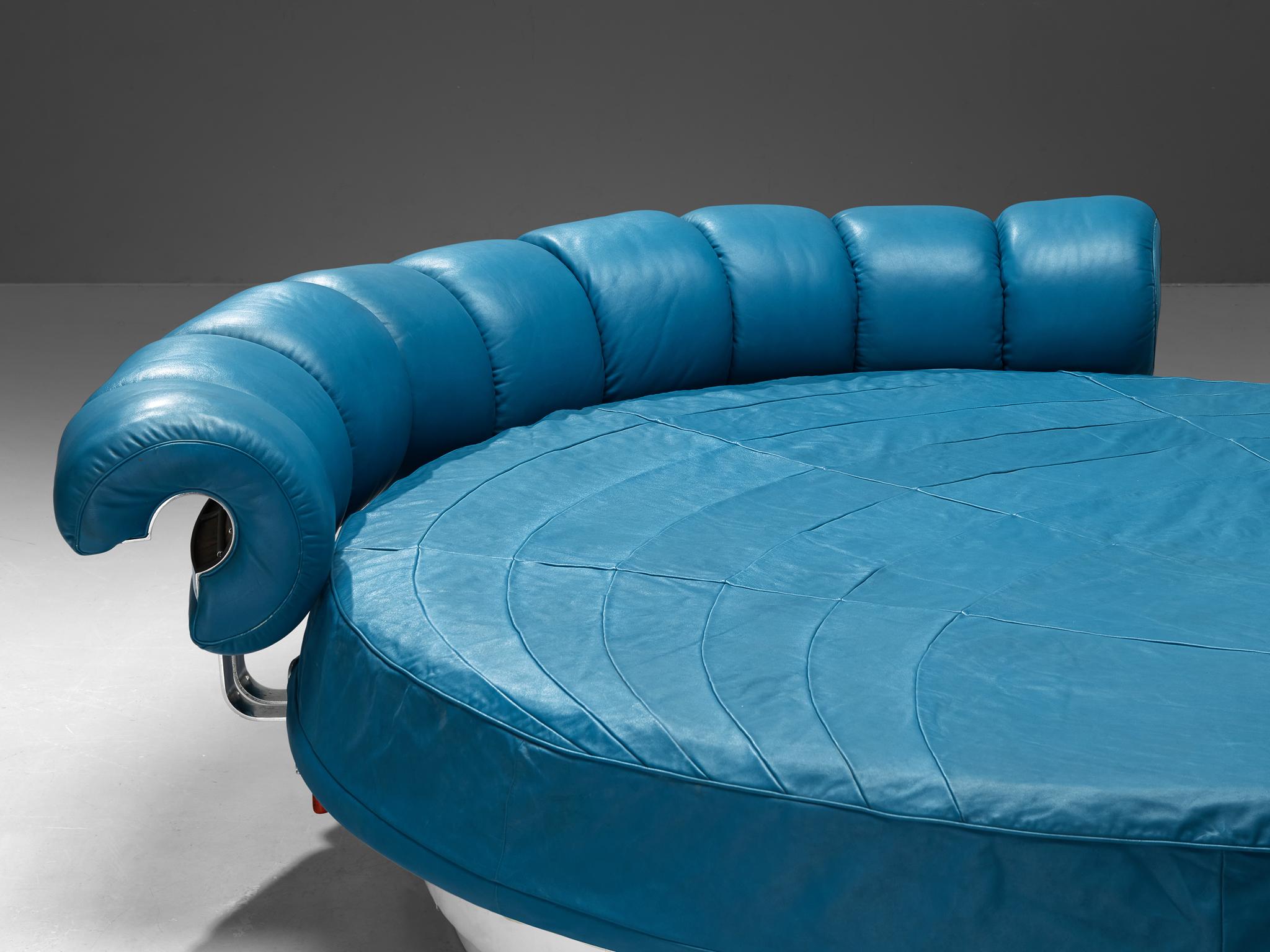 Mid-20th Century Luigi Massoni for Poltrona Frau 'Lullaby Due' Bed in Turquoise Blue