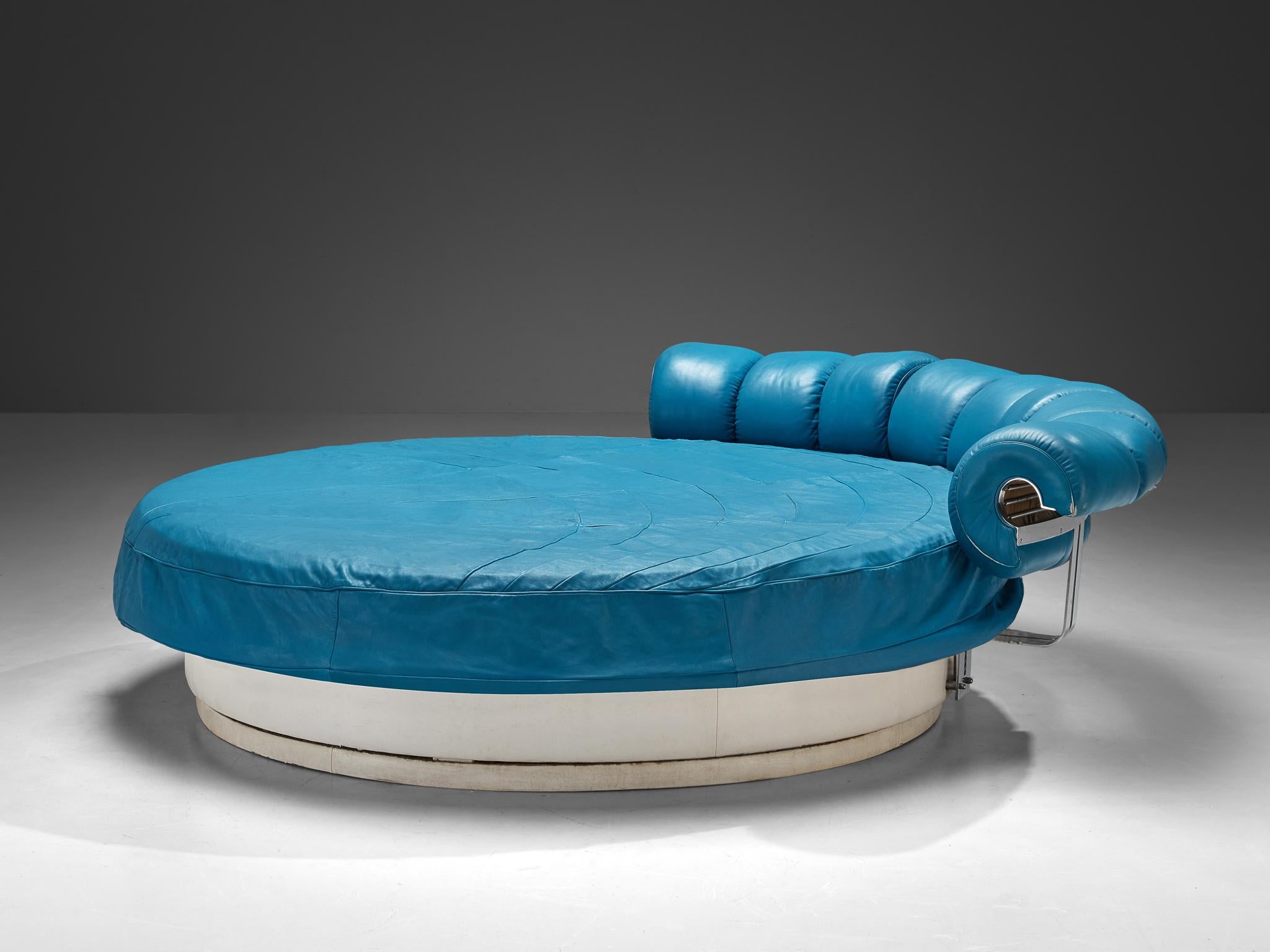 Steel Luigi Massoni for Poltrona Frau 'Lullaby Due' Bed in Turquoise Blue