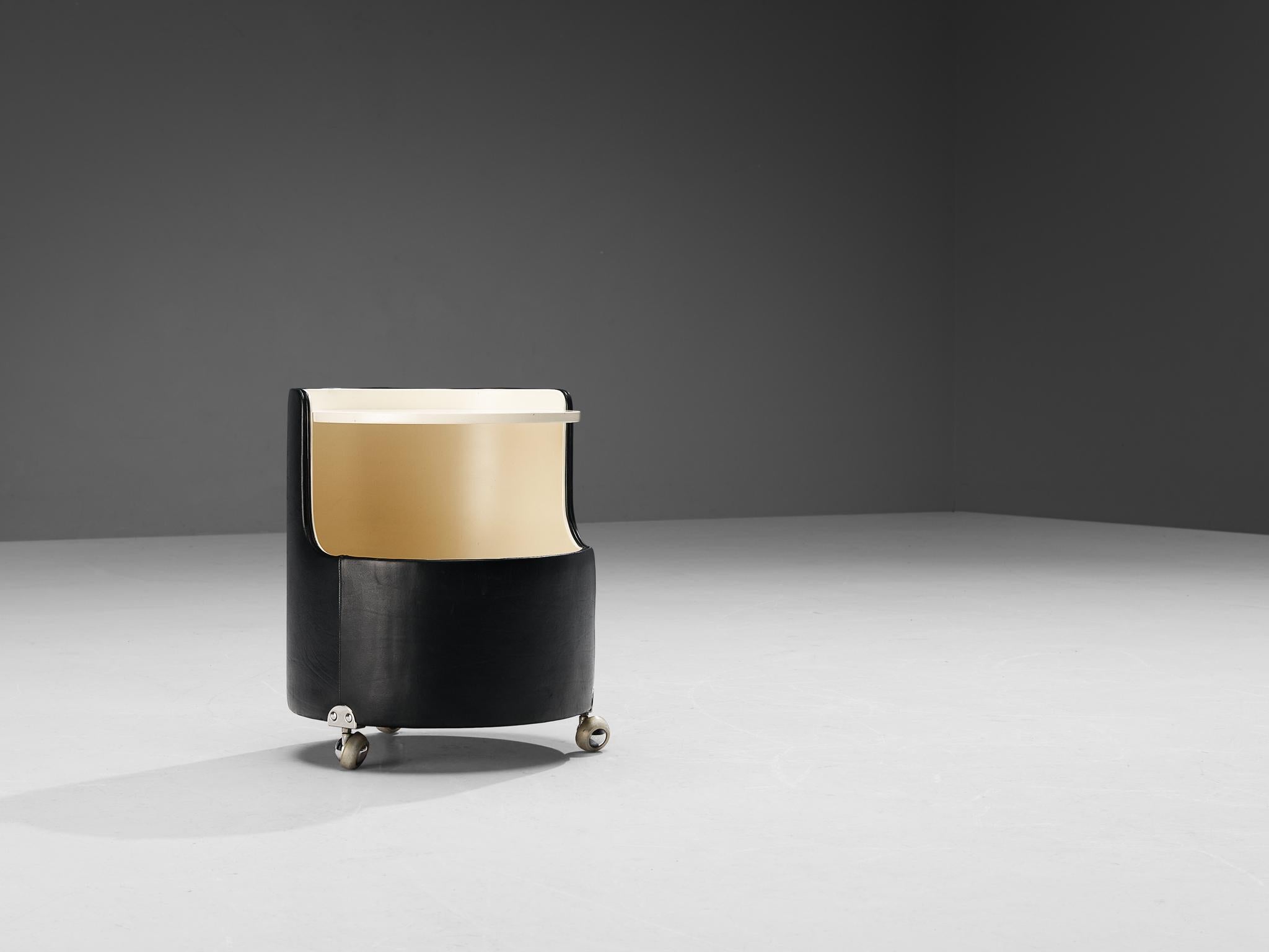 Mid-Century Modern Luigi Massoni for Poltrona Frau Night Stand in Leather and Lacquered Wood
