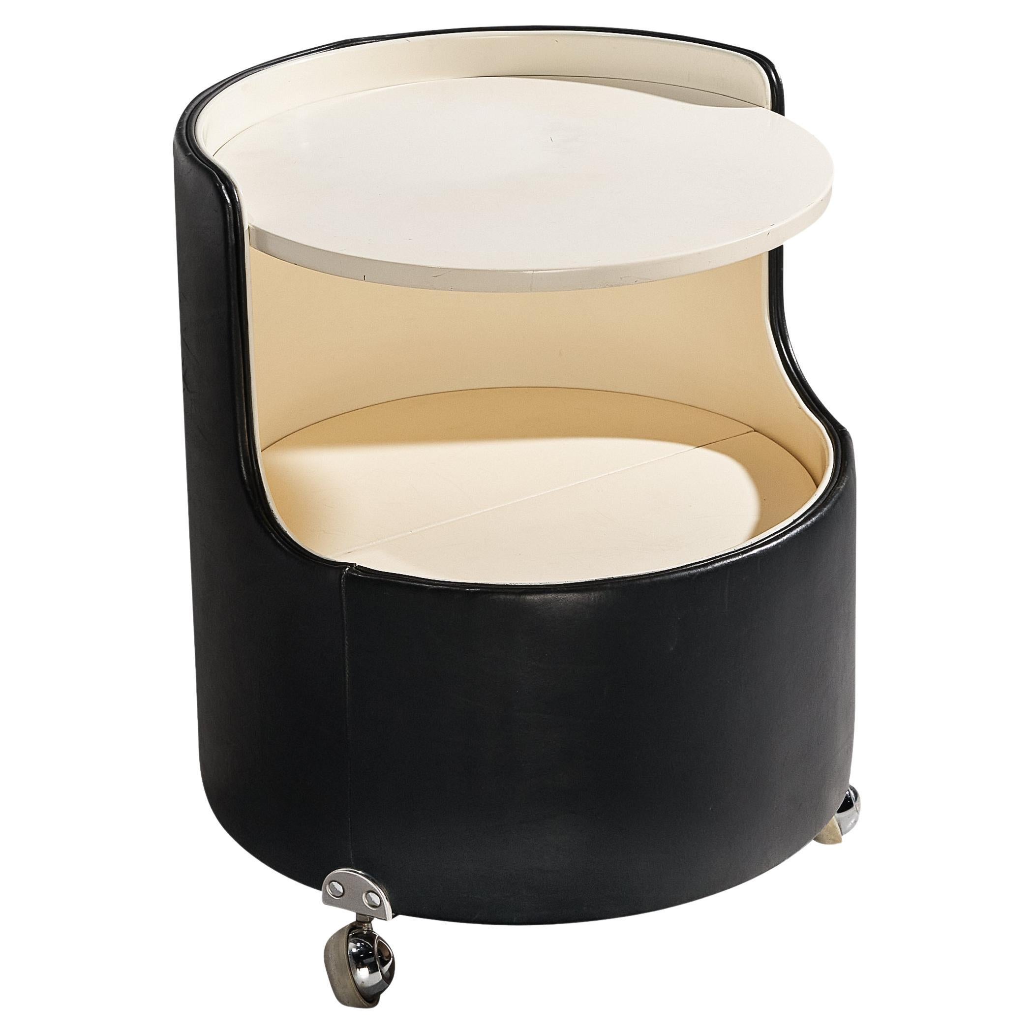 Luigi Massoni for Poltrona Frau Night Stand in Leather and Lacquered Wood