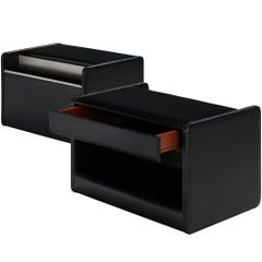 Luigi Massoni for Poltrona Frau Night Stands or Side Tables in Black Leather