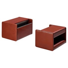 Vintage Luigi Massoni for Poltrona Frau Night Stands or Side Tables in Red Leather 