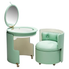 Vintage Luigi Massoni for Poltrona Frau Restored Dilly Dally Vanity Set Mint Green