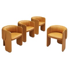 Luigi Massoni for Poltrona Frau Set of Four ‘Dinette’ Armchairs in Leather