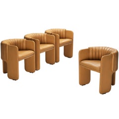 Luigi Massoni for Poltrona Frau Set of Four 'Dinette’ Armchairs in Leather