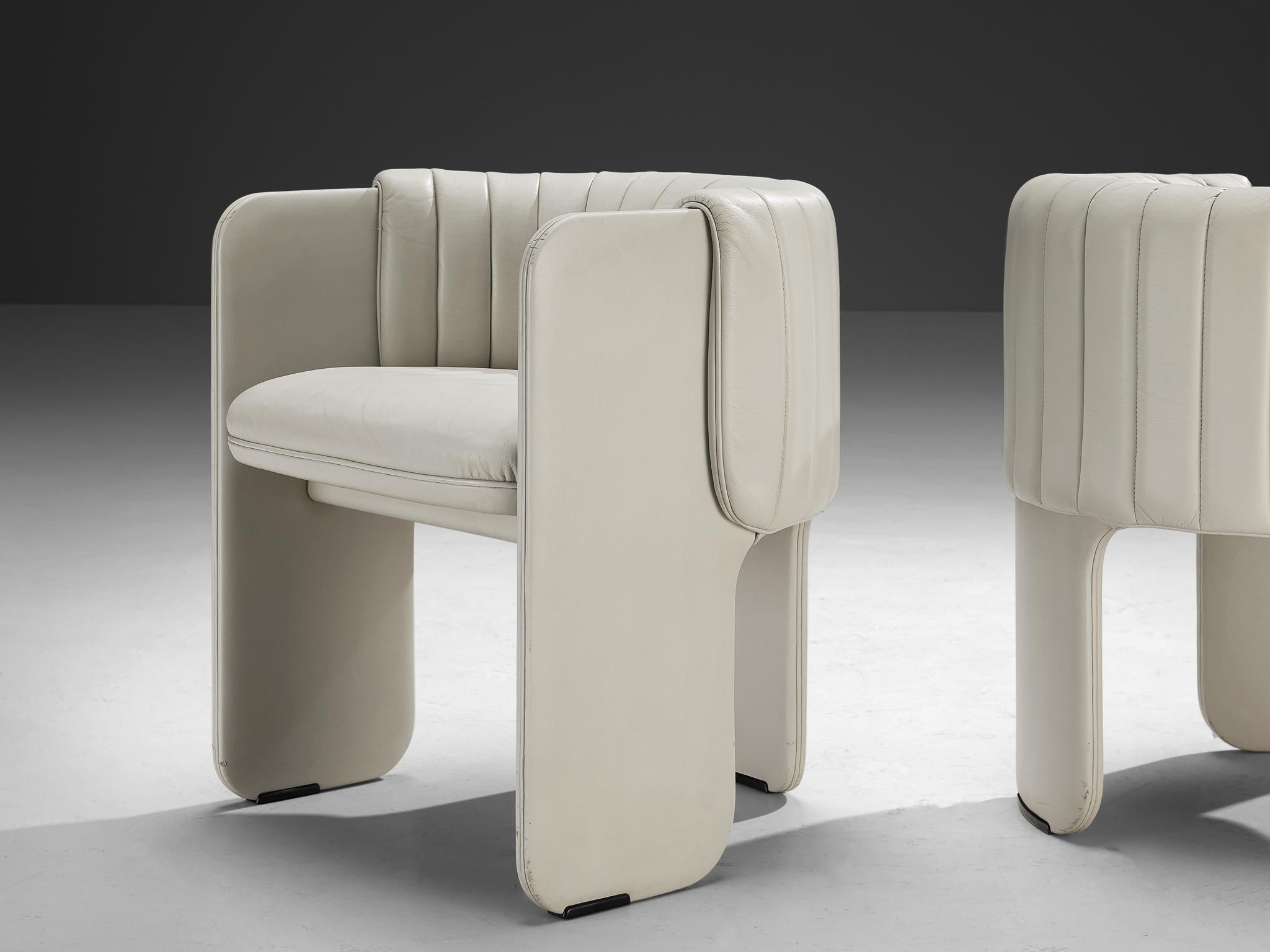 Mid-Century Modern Luigi Massoni for Poltrona Frau Set of Six ‘Dinette’ Armchairs in Leather