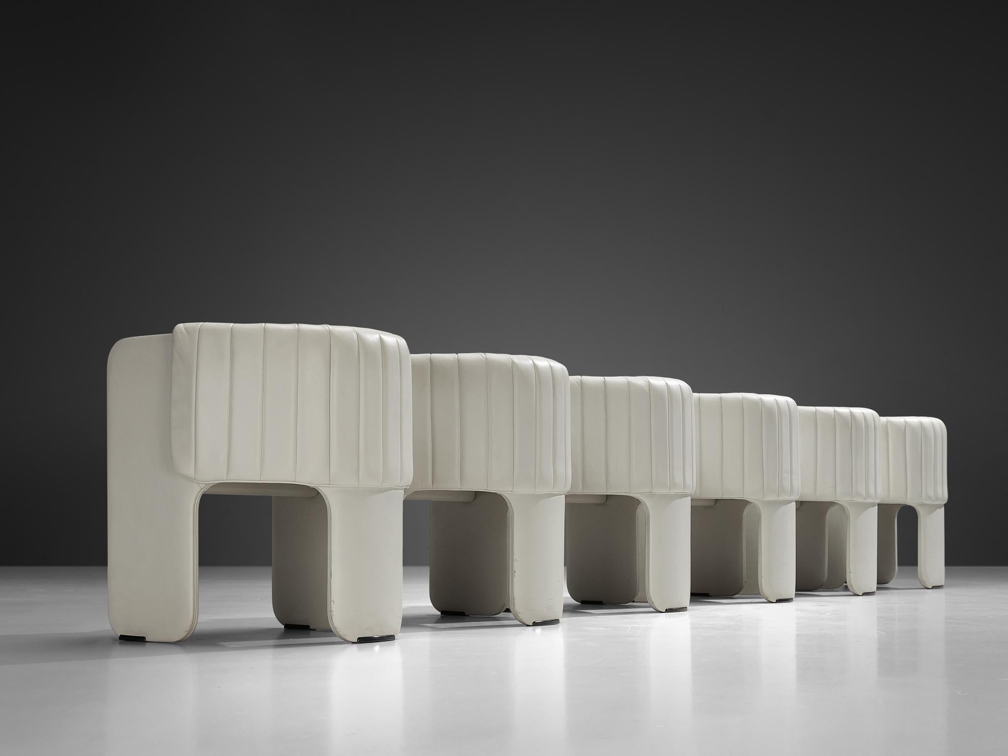 Luigi Massoni for Poltrona Frau Set of Six ‘Dinette’ Armchairs in Leather In Good Condition In Waalwijk, NL
