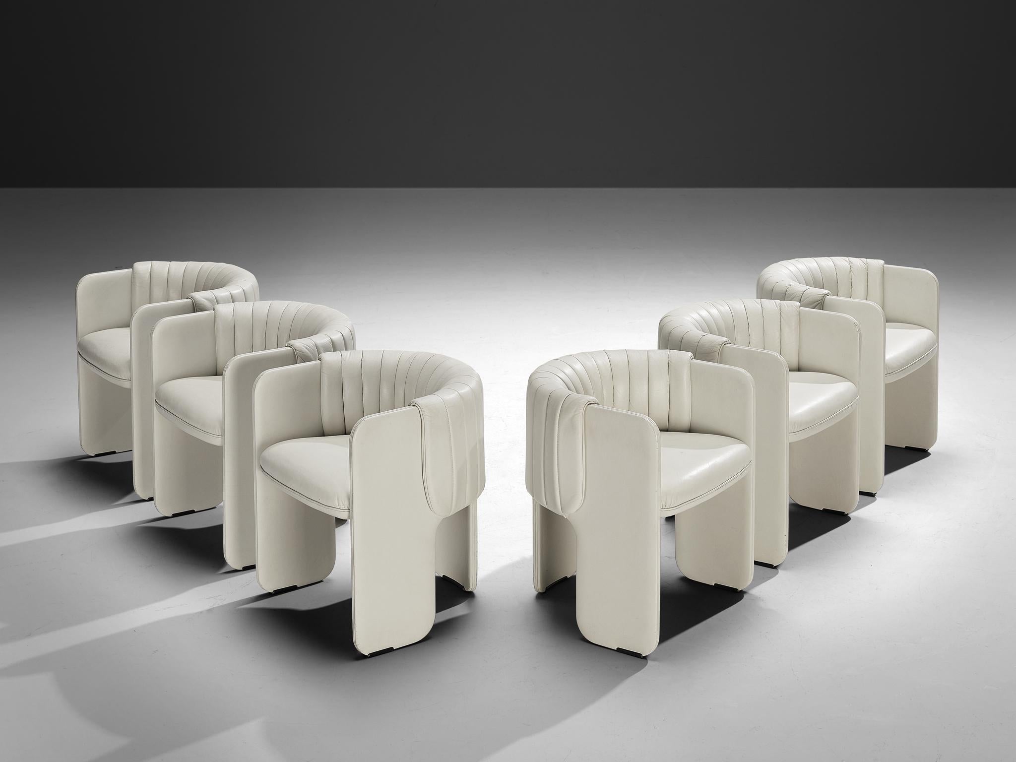 Luigi Massoni for Poltrona Frau Set of Six ‘Dinette’ Armchairs in Leather 2
