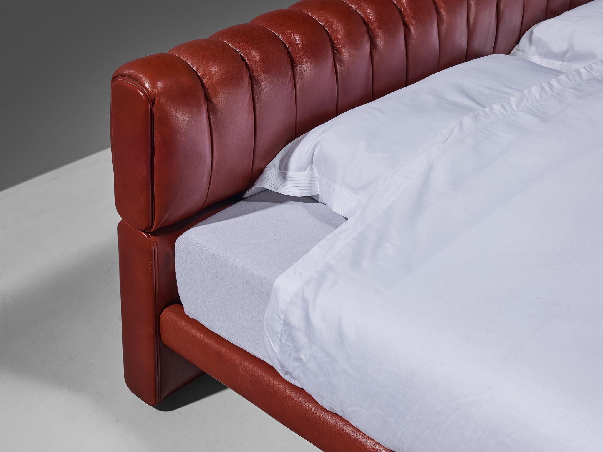 Italian Luigi Massoni for Poltrona Frau Twin Bed Model 'Losange' in Red Leather For Sale