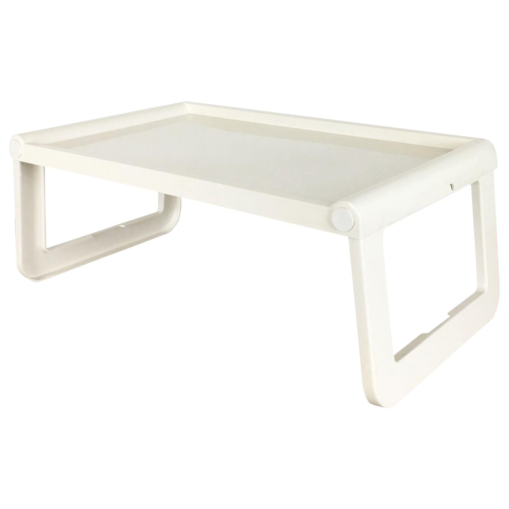 Luigi Massoni & Massoni elemento vassoio da letto minimalista in plastica bianca di Guzzini, Italia, anni '80