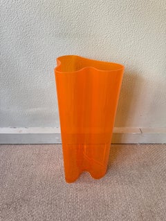 Luigi Massoni Orange Plexiglas Schirmständer für Guzzini Italien 1970er Jahre