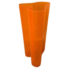 Luigi Massoni Orange Plexiglas Umbrella Stand for Guzzini Italy 1970s