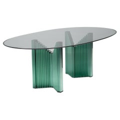 Vintage Luigi Massoni Oval Glass Writing Table