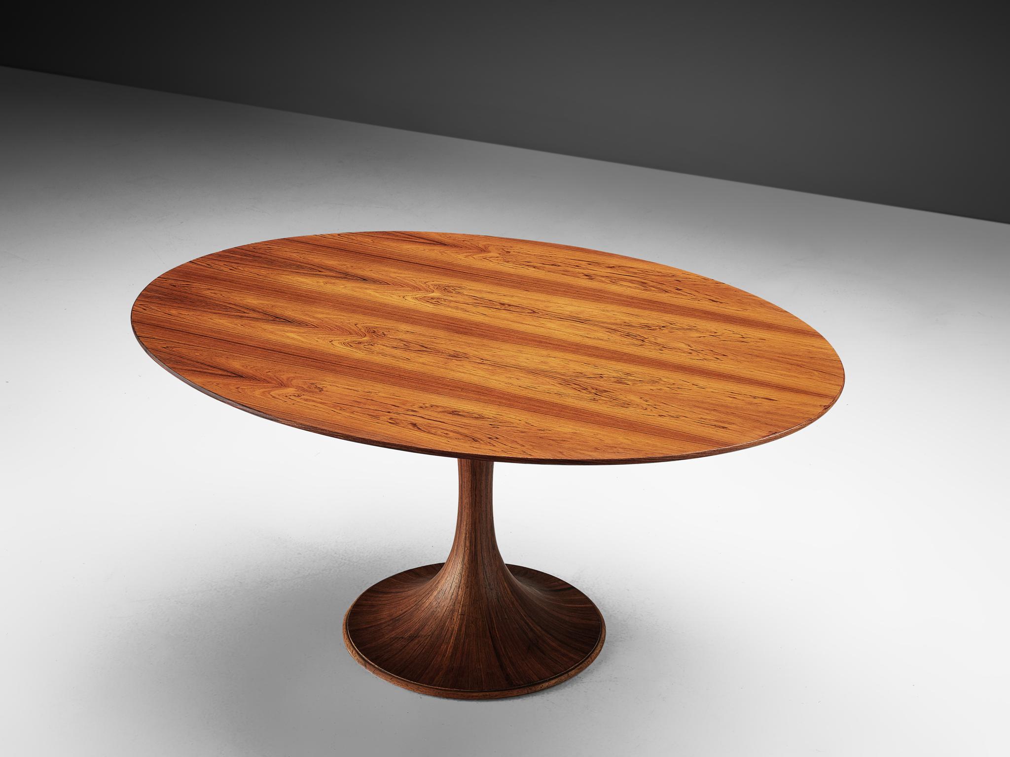 Mid-Century Modern Luigi Massoni Oval Rosewood Dining Table