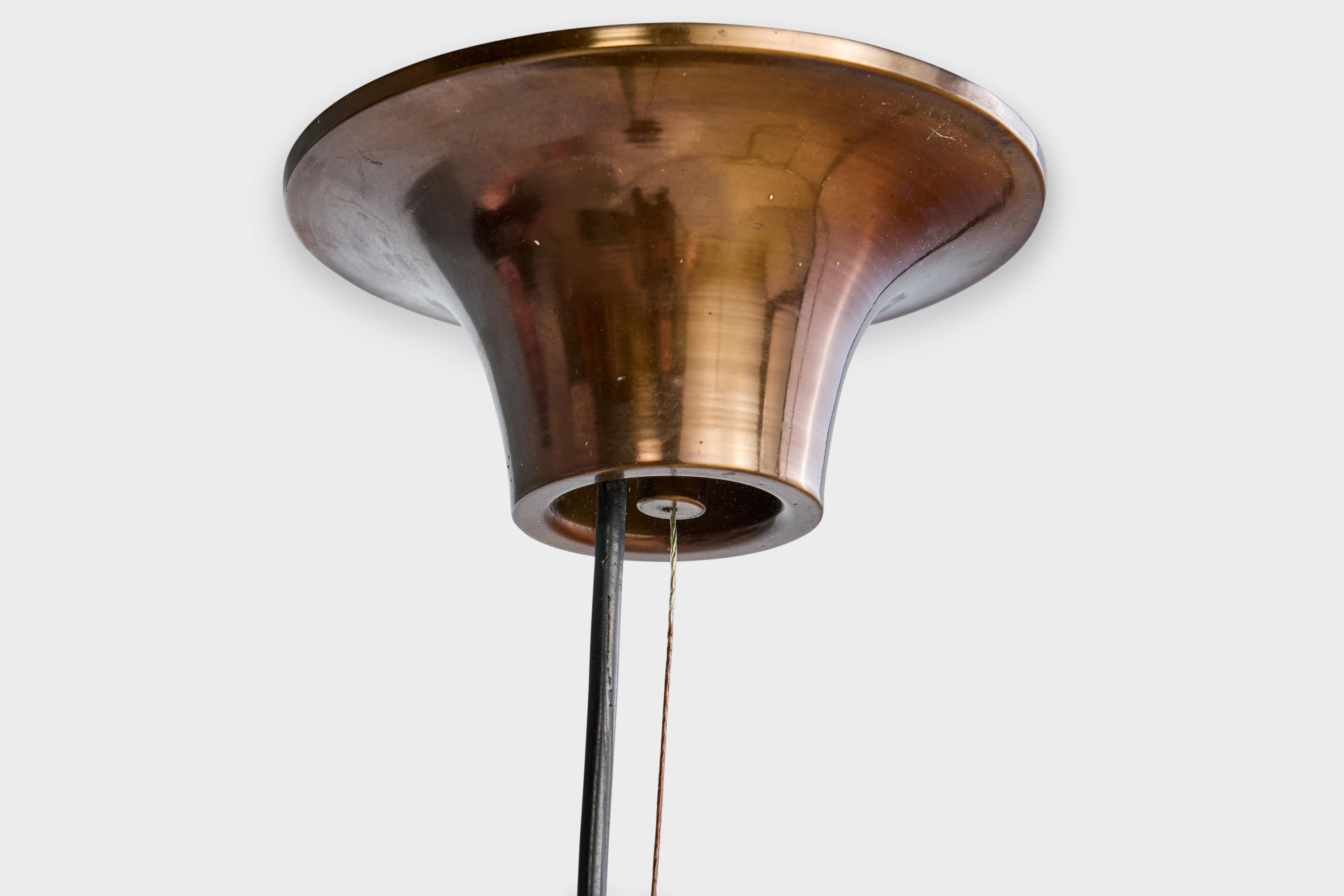 Luigi Massoni, Pendant Light, Acrylic, Brass, Italy, 1970s in vendita 3
