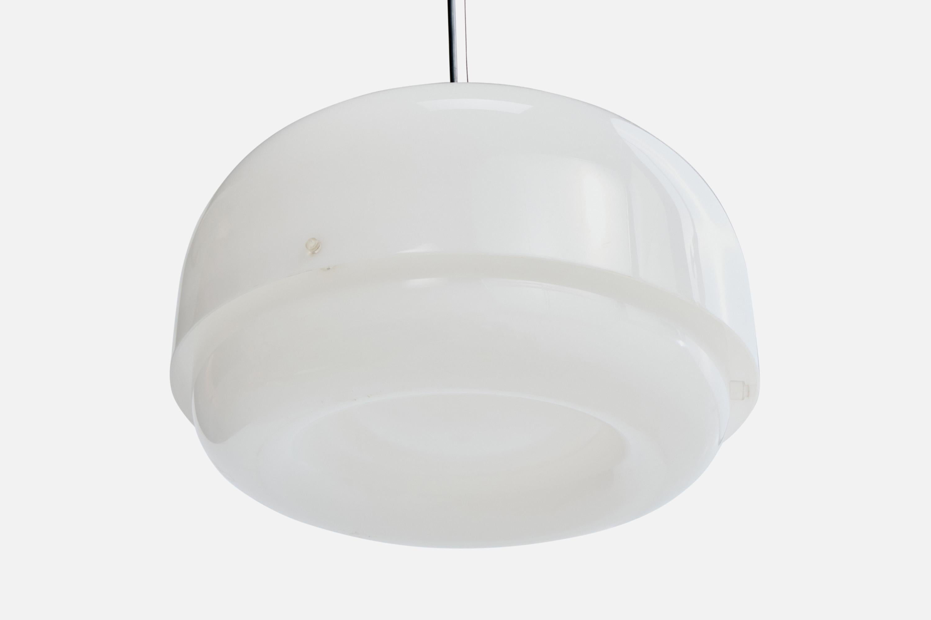 Luigi Massoni, Pendant Light, Acrylic, Brass, Italy, 1970s In condizioni buone in vendita a High Point, NC