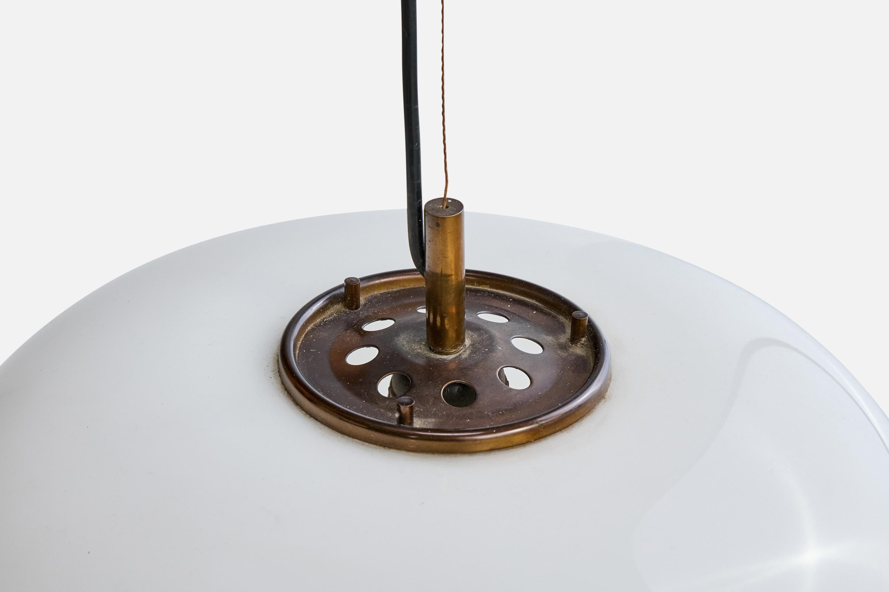 Luigi Massoni, Pendant Light, Acrylic, Brass, Italy, 1970s in vendita 1