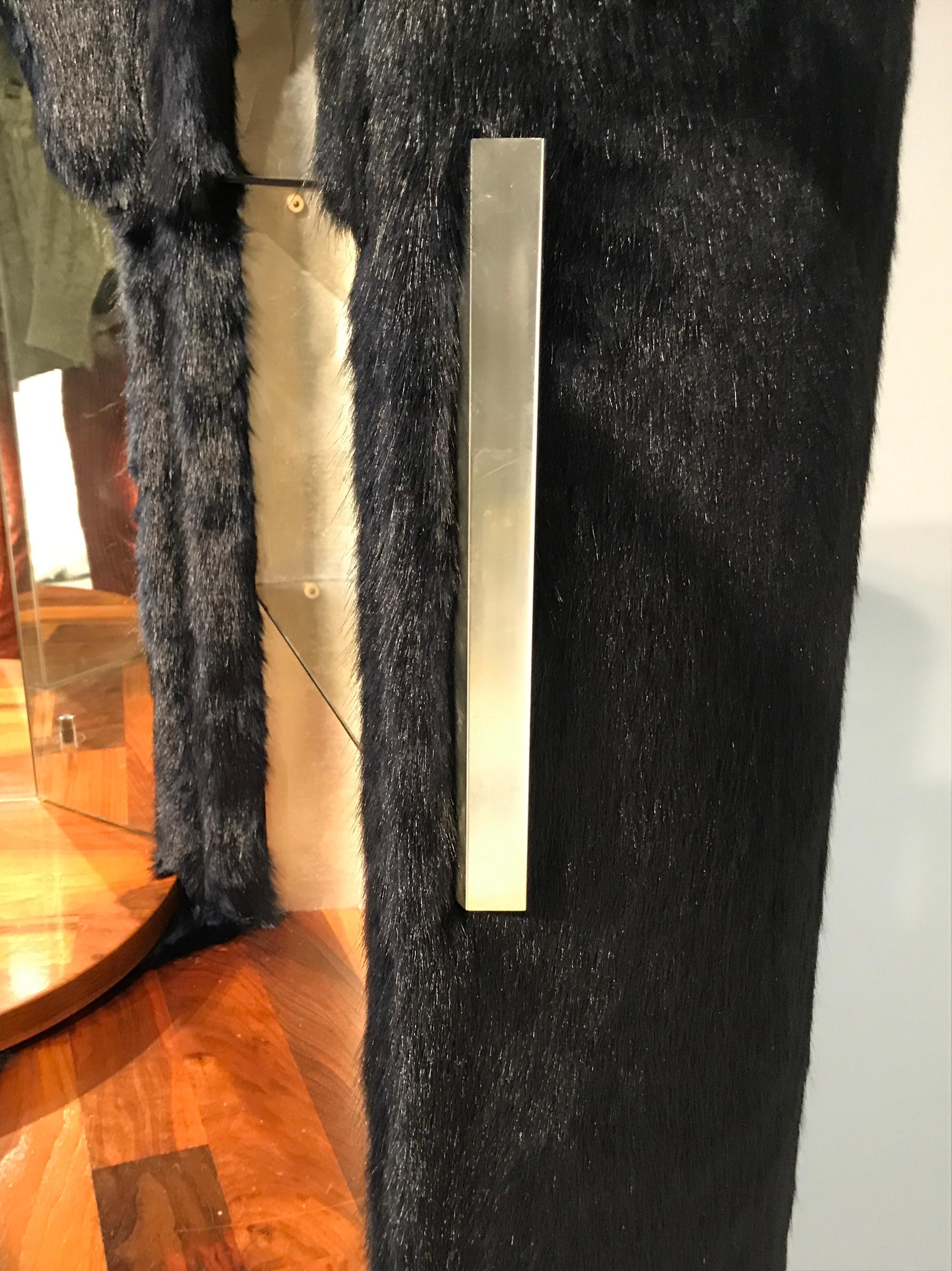 Late 20th Century Luigi Massoni Dressing Vanity Cabinet Bar Stool Ottoman Mobile Fur Navy 1970
