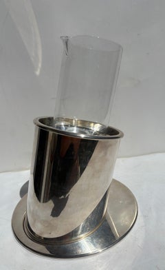 Refroidisseur à liqueur et vin de glace « Luigi Massoni », modèle rare en acier inoxydable avec carafe en verre.