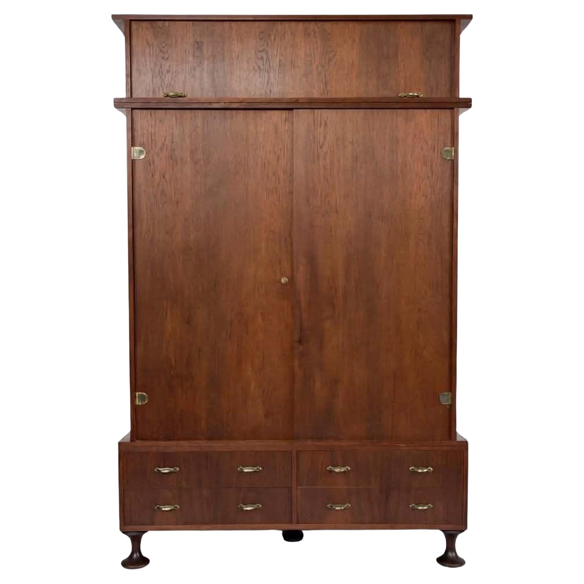 Luigi Massoni. Two-door wardrobe with drawers. Produced by "Mobilia" in 1950. For Sale