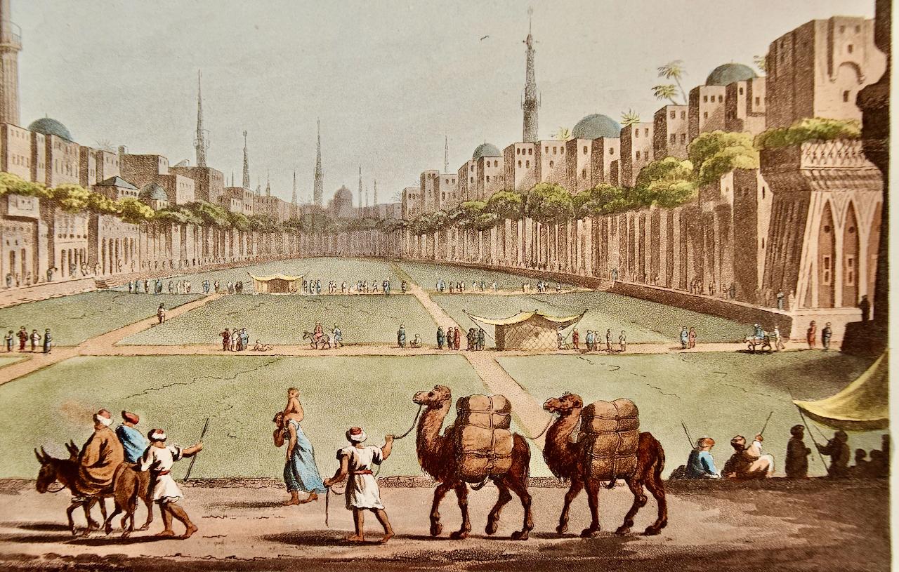Cairo with Murad Bey's Palace: A Hand-colored Aquatint & Engraving by L. Mayer - Romantic Print by Luigi Mayer