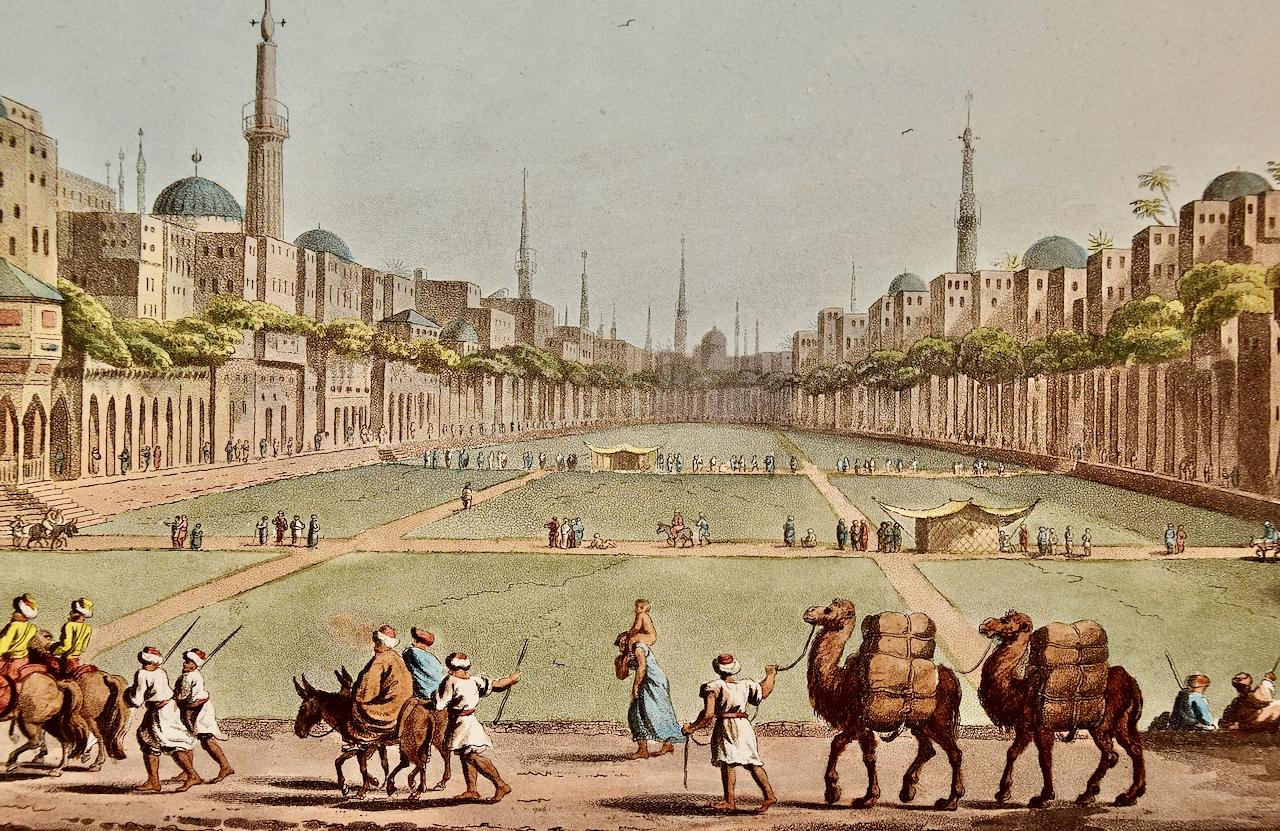 Cairo with Murad Bey's Palace: A Hand-colored Aquatint & Engraving by L. Mayer - Gray Landscape Print by Luigi Mayer
