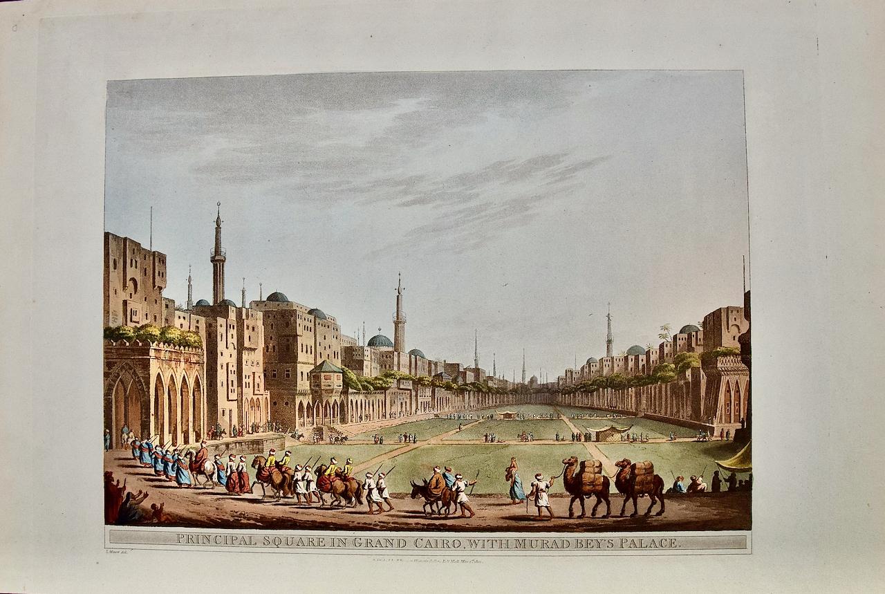 Il Cairo con il Palazzo di Murad Bey: Un'acquatinta e un'incisione colorata a mano di L. Mayer