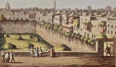 Pool of Bethesda, Jérusalem : aquatinte et gravure colorées à la main par L. Mayer