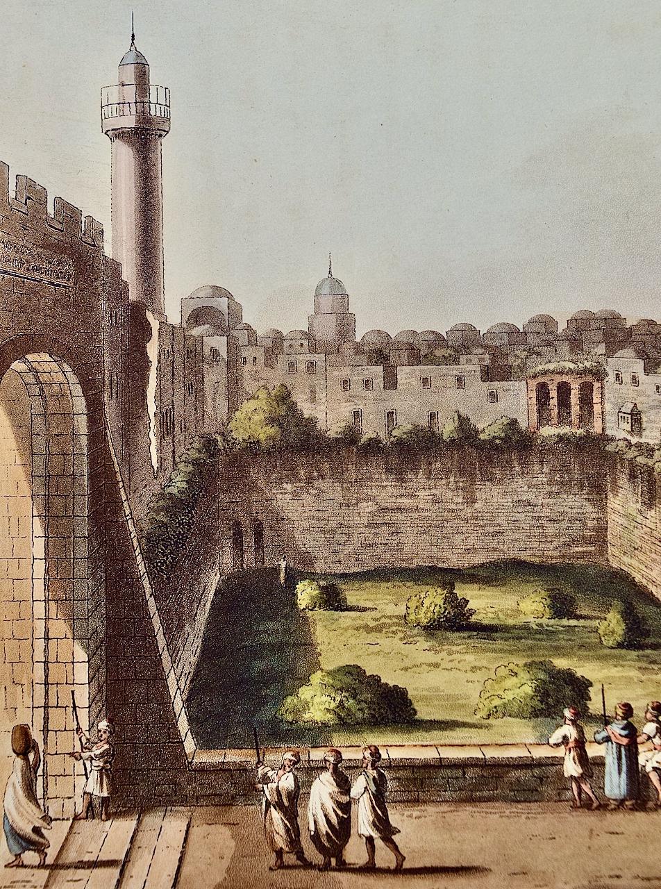 Pool of Bethesda, Jerusalem: A Hand-colored Aquatint & Engraving by L. Mayer - Romantic Print by Luigi Mayer