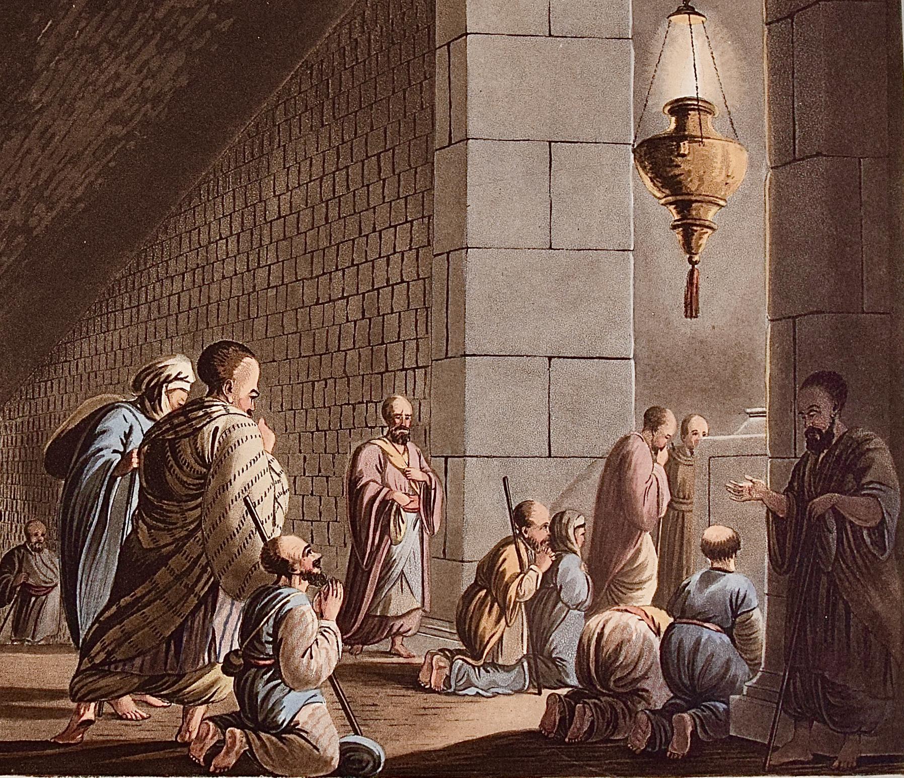 Le tombeau de la Vierge Marie : une aquatinte du début du XIXe siècle d'après un dessin de Luigi Mayer en vente 2