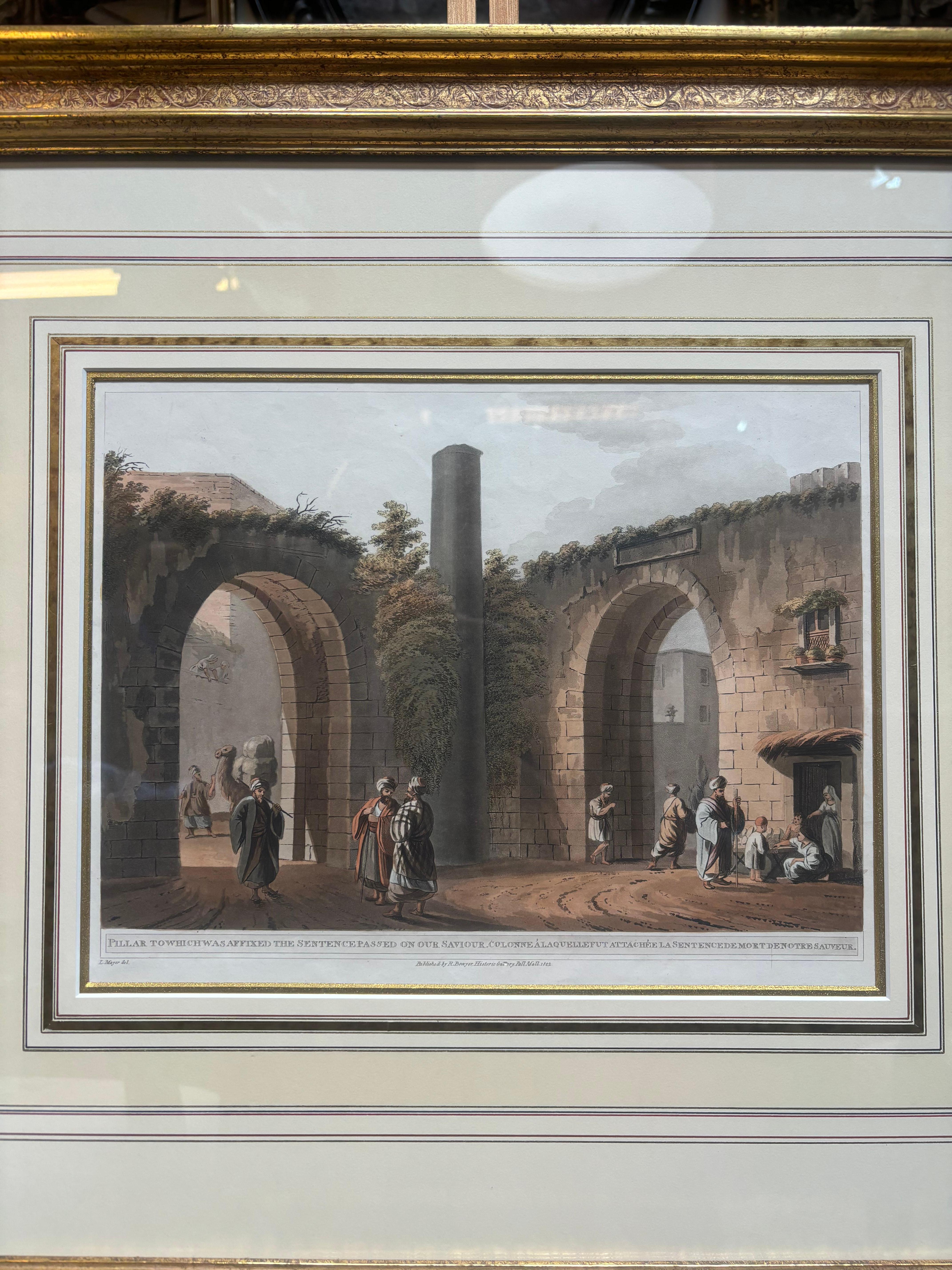 Picture Details:
A pillar, traditionally believed to be the one where the sentence against Jesus Christ was posted, located in Jerusalem.
Mayer, Luigi, Artist

Date: 1804
Location: London

Frame details:
Hand-gilded frame made with 23K Gold. Gold is