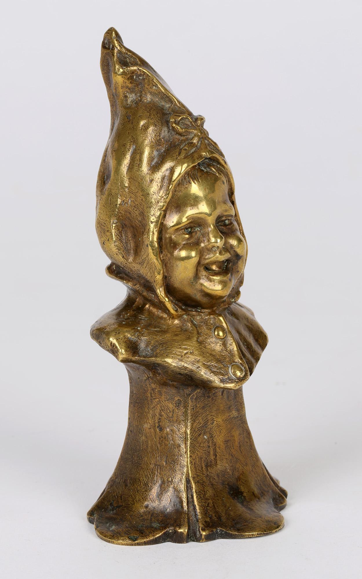 Luigi Melchiorre Italian Gilded Bronze Bust of Child in Bonnet For Sale 6