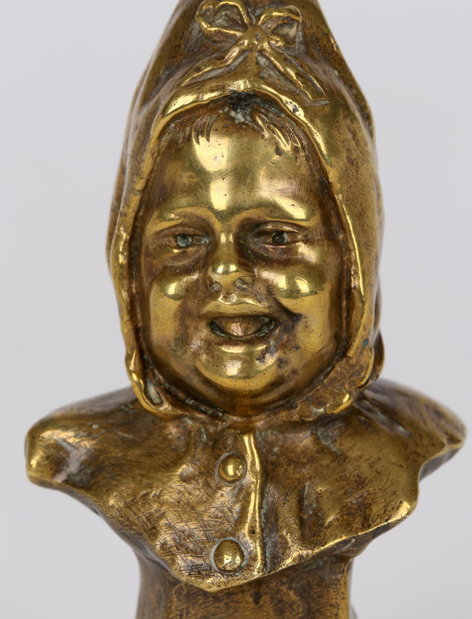 Luigi Melchiorre Italian Gilded Bronze Bust of Child in Bonnet For Sale 7