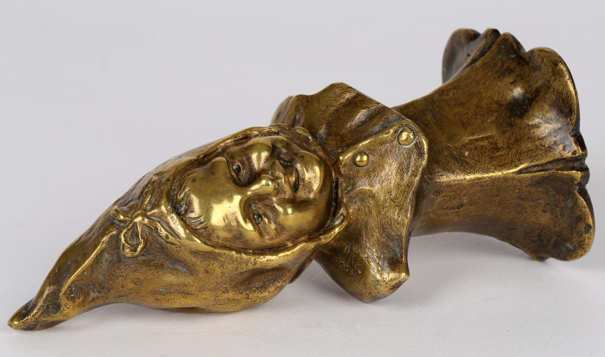 Luigi Melchiorre Italian Gilded Bronze Bust of Child in Bonnet For Sale 9