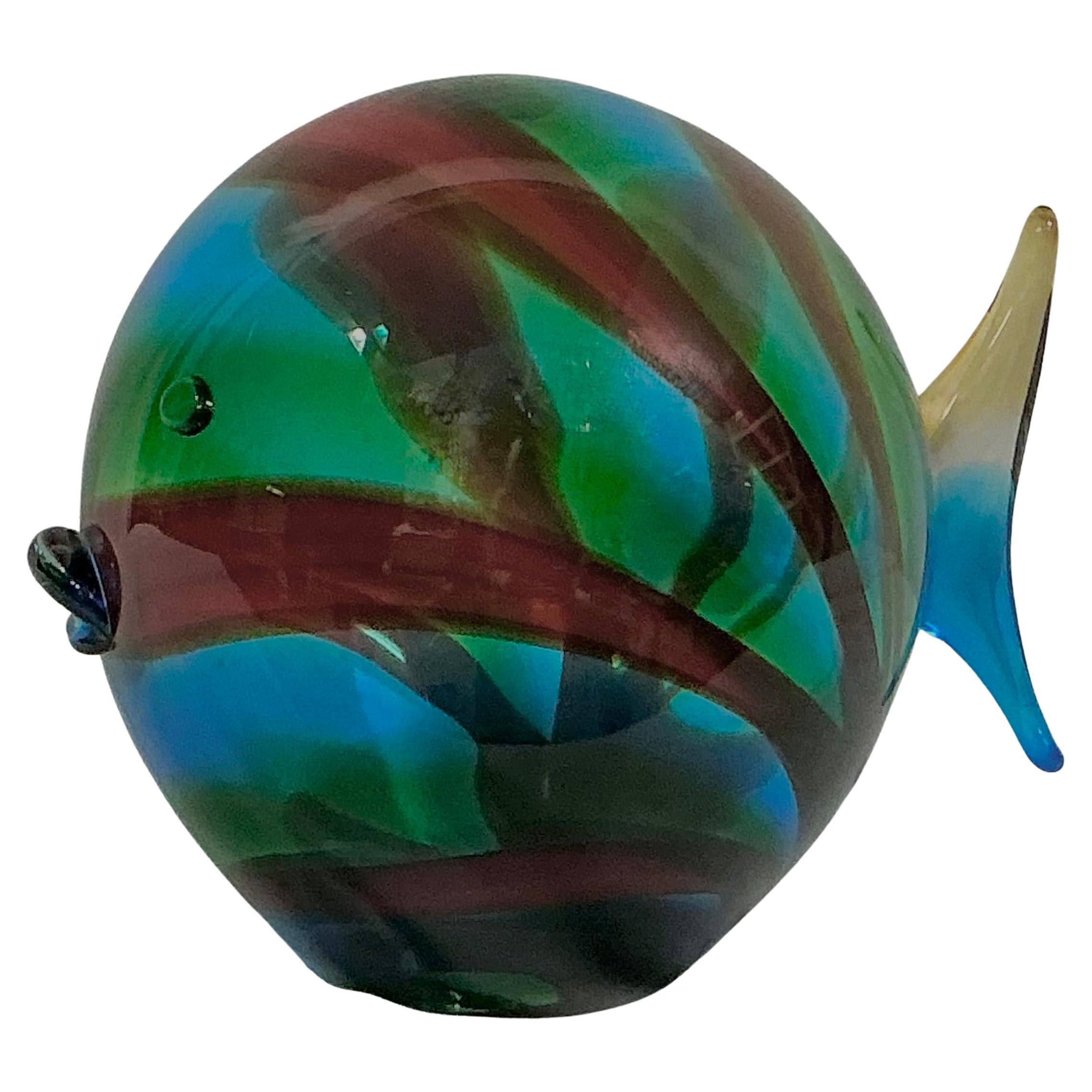 Luigi Mellara Artist Signed Murano Art Glass Vibrant Fish en vente
