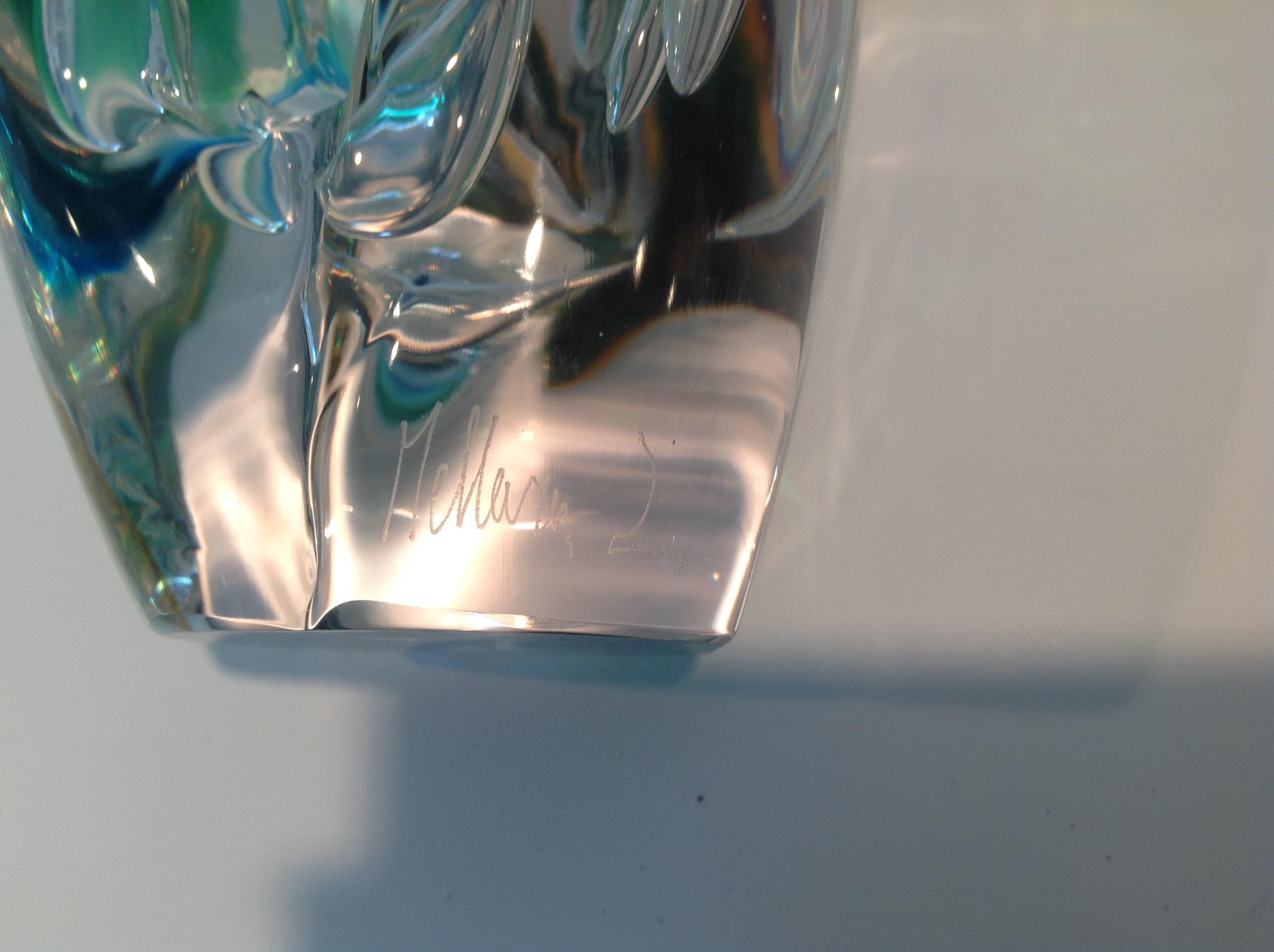 Luigi Mellara Murano Double Fish Sculpture Signed by the Artist In Good Condition For Sale In Keego Harbor, MI