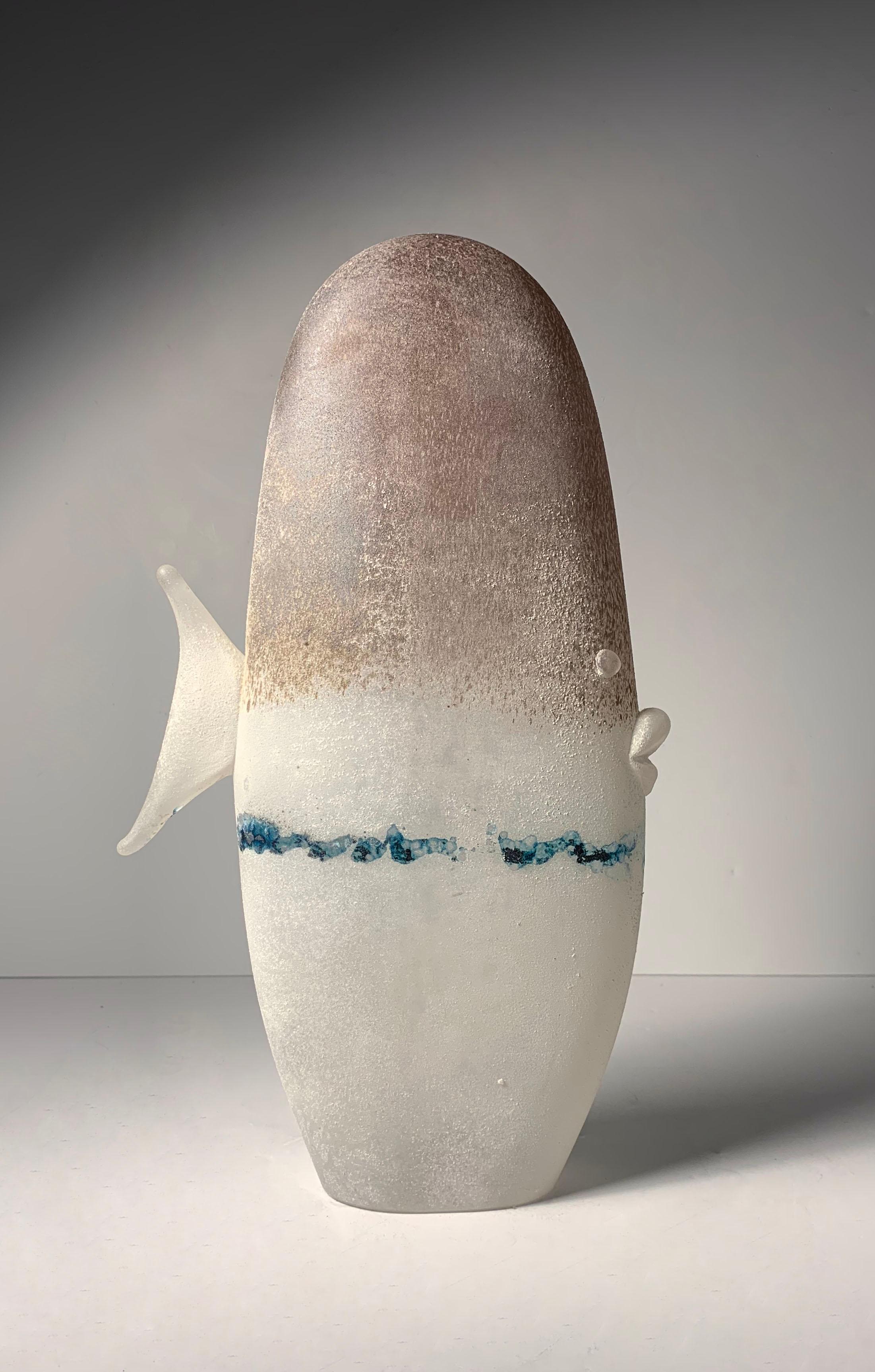 Luigi Mellara Murano Scavo glass fish signed on underside.