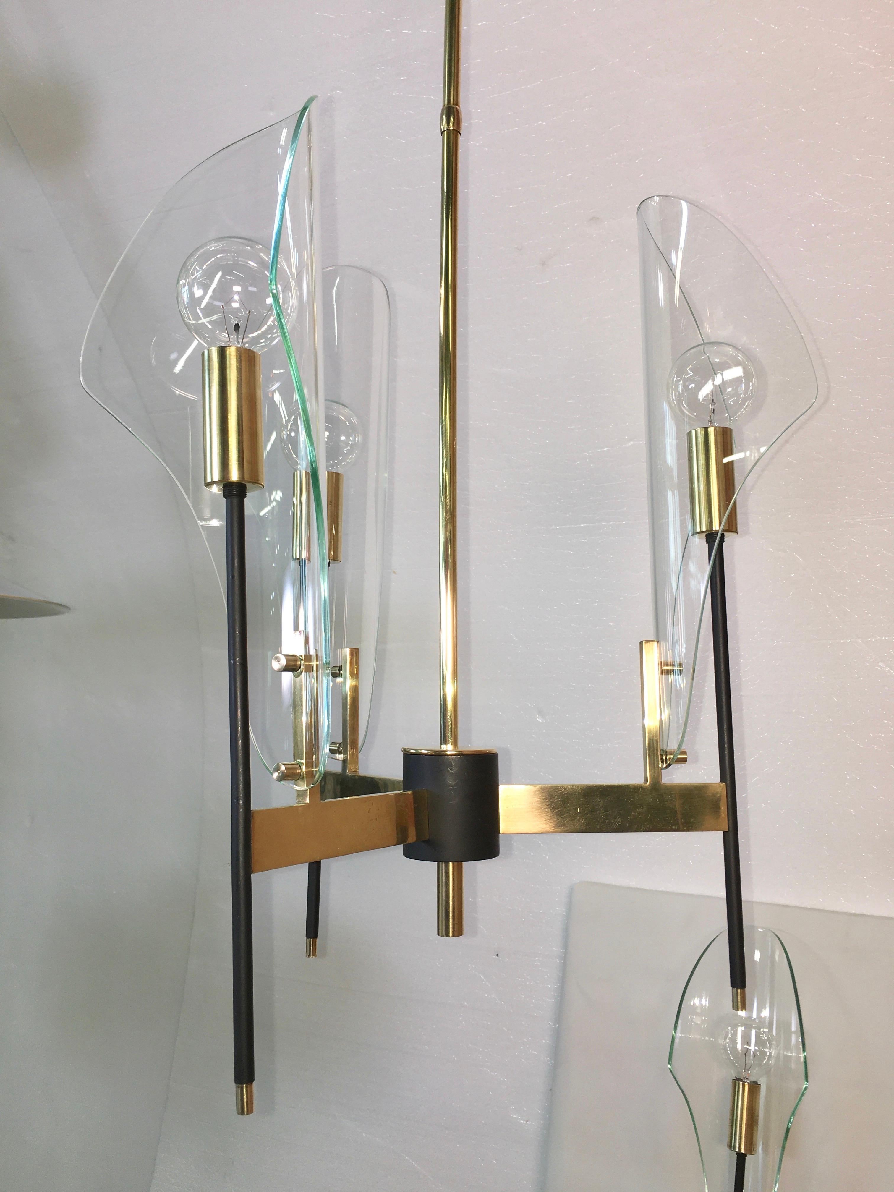 Luigi Molin 3-Light Chandelier with Curved Glass 4