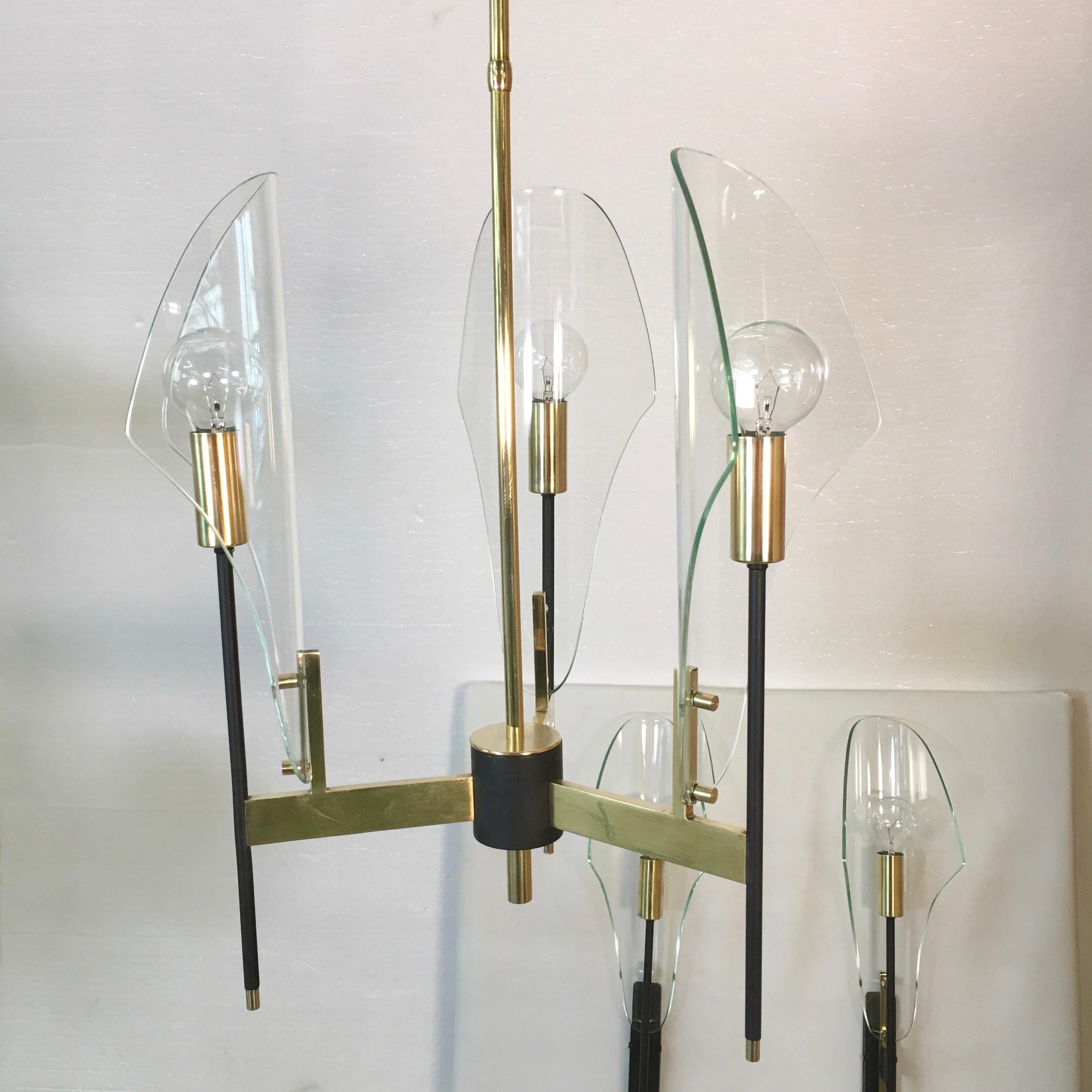 Luigi Molin 3-Light Chandelier with Curved Glass 1