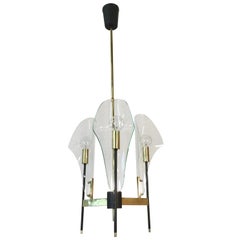 Luigi Molin 3-Light Chandelier with Curved Glass
