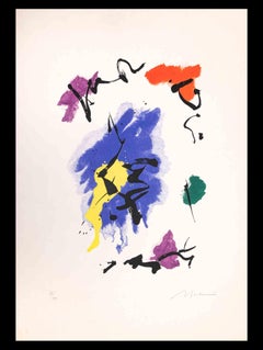 Composizione astratta -  Litografia di Luigi Montanarini - Anni '70